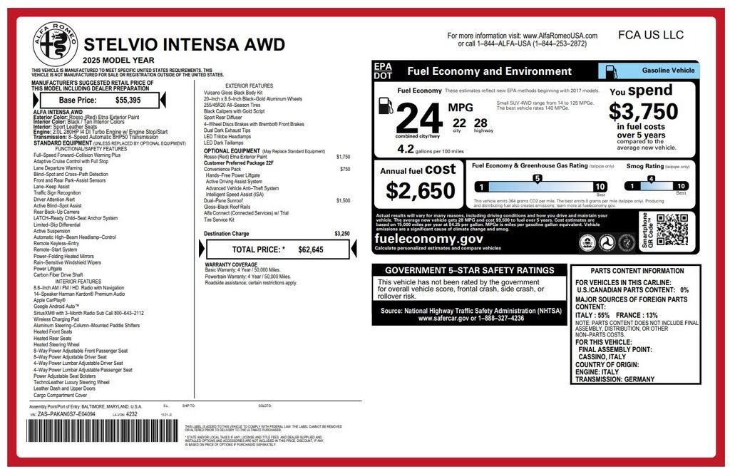 Image 2025 Alfa romeo Stelvio Intensa awd